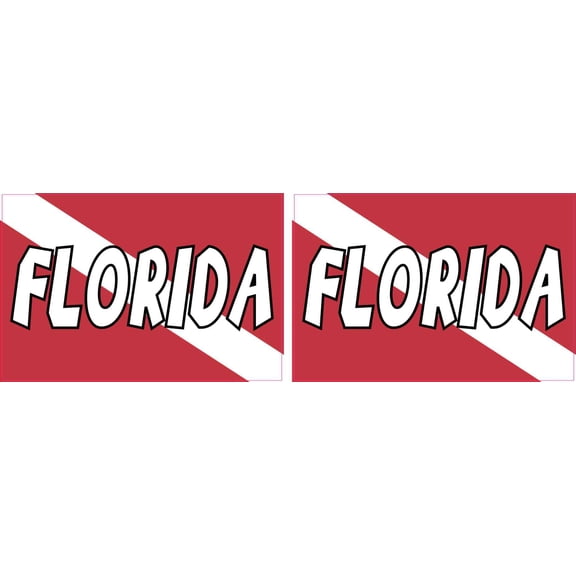 StickerTalk Florida Dive Flag Vinyl Stickers, 1 sheet of 2 stickers, 3 inches x 2 inches each