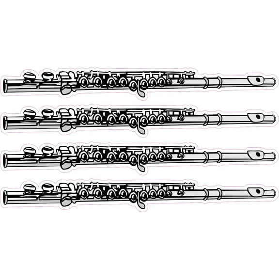 StickerTalk Flute Vinyl Stickers, 1 sheet of 4 stickers, 5 inches x 0.6 inches each