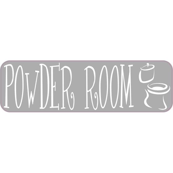 StickerTalk Gray Powder Room Sticker, 10 inches x 3 inches