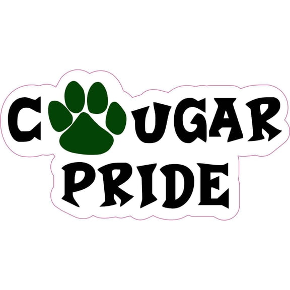 StickerTalk Green Paw Cougar Pride Vinyl Sticker, 5 inches x 2.5 inches