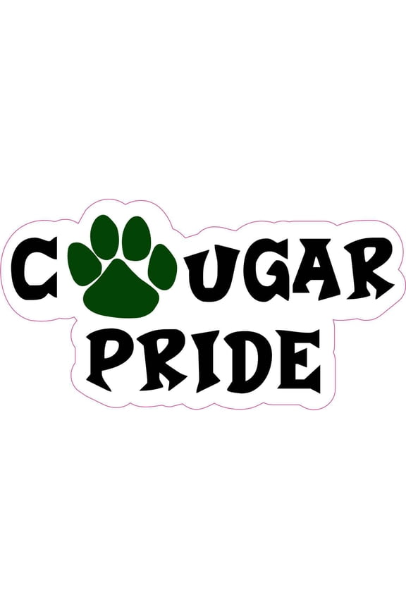 Green Paw Cougar Pride Vinyl Sticker, 5 inches x 2.5 inches