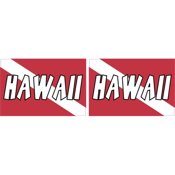 StickerTalk Hawaii Dive Flag Vinyl Sticker, 1 sheet of 2 stickers, 3 inches x 2 inches each
