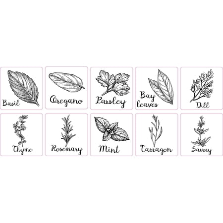 StickerTalk Herb Garden Label Vinyl Stickers, 1 sheet of 10 stic