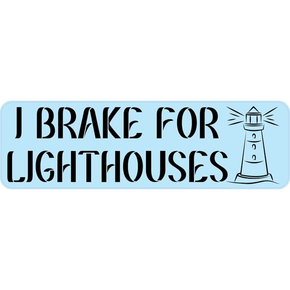 StickerTalk I Brake for Lighthouses Magnet, 10 inches x 3 inches