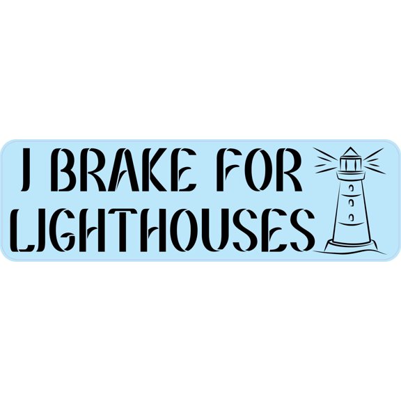 StickerTalk I Brake for Lighthouses Vinyl Sticker, 10 inches x 3
