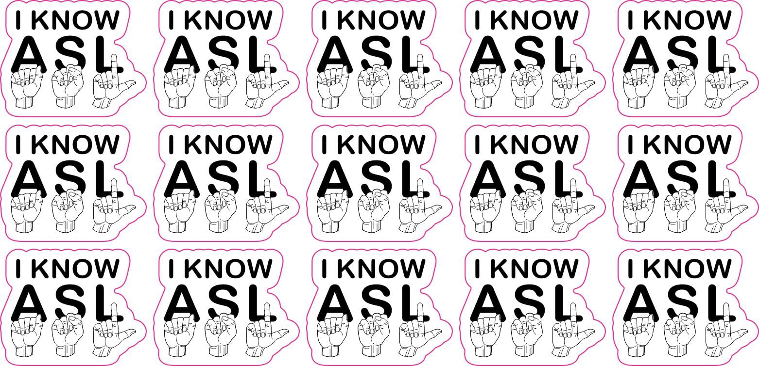 StickerTalk I Know ASL American Sign Language Collection, 1 sheet of 15 ...
