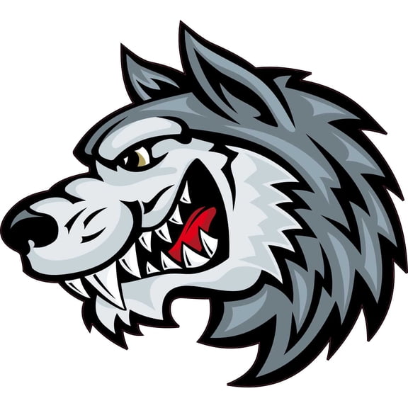 StickerTalk Left-Facing Wolf Mascot Sticker, 5 inches x 4.5 inches