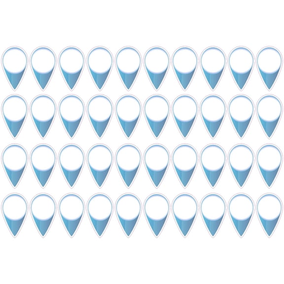 StickerTalk Light Blue Map Pointers Vinyl Sticker Sheet, 0.6 inches x 1 inches