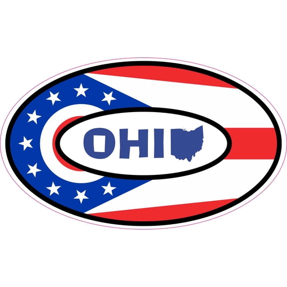 StickerTalk Map Oval Ohio Vinyl Sticker, 5 inches x 3 inches