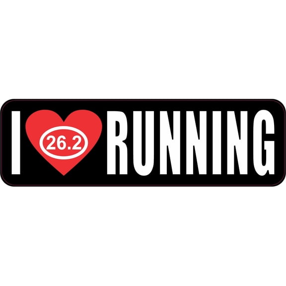StickerTalk Marathon I Love Running Vinyl Sticker, 10 inches x 3 inches