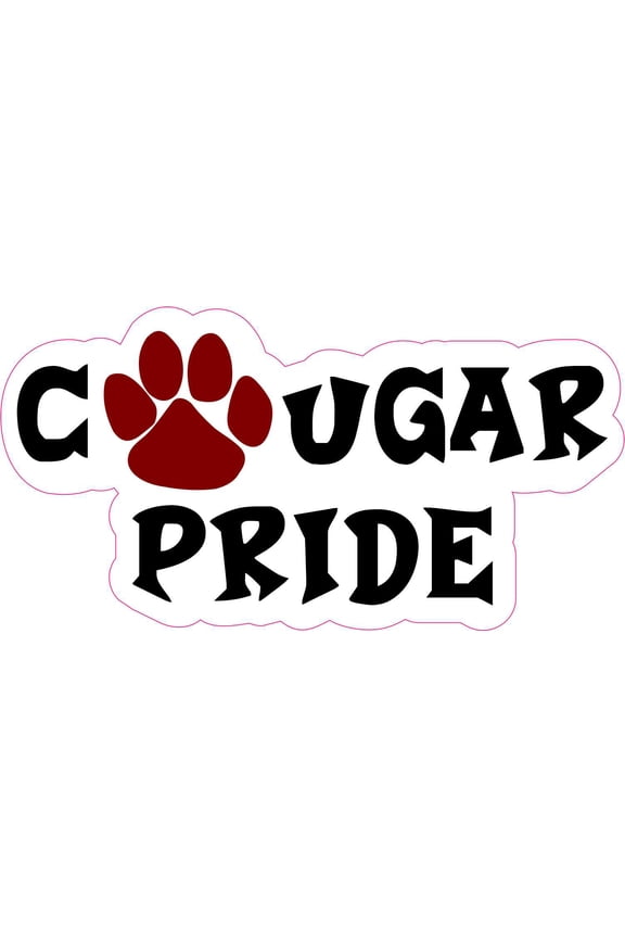 Maroon Cougar Pride Vinyl Sticker, 5 inches x 2.5 inches