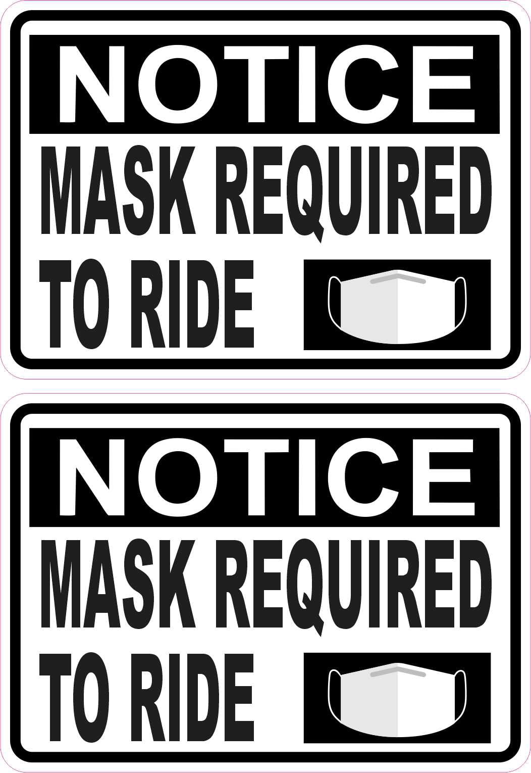 Sticker Mask Sheet StickerTalk Mask Required to Ride Vinyl Stickers, 1 sheet of 2 stickers ...