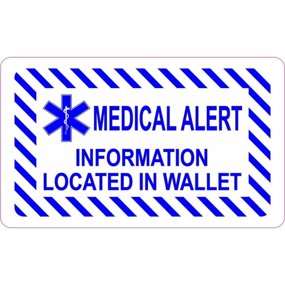 StickerTalk Medical Alert Information in Wallet Vinyl Sticker, 5 inches x 3 inches