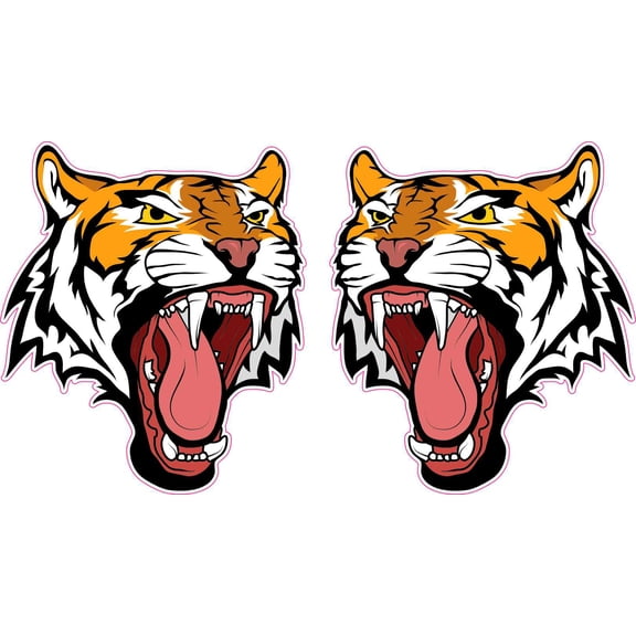 StickerTalk Mirrored Tiger Head Mascot Stickers, 2.6 inches x 3 inches