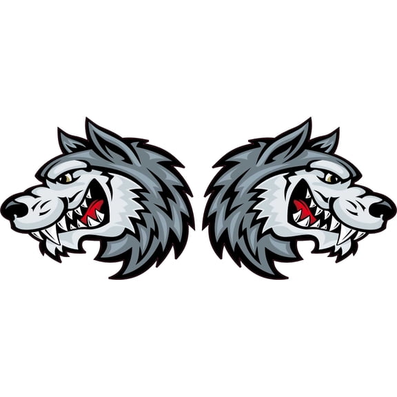 StickerTalk Mirrored Wolf Mascot Stickers, 3 inches x 2.5 inches