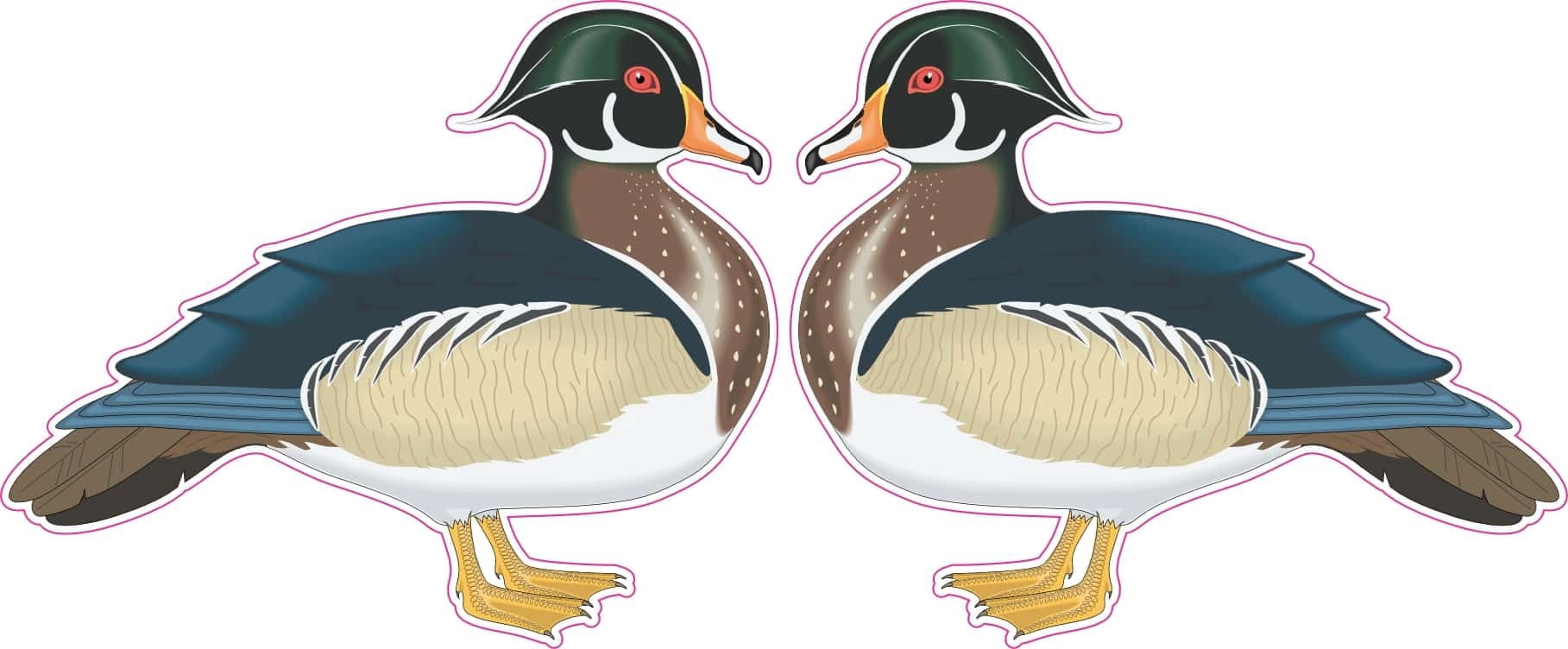 StickerTalk Mirrored Wood Duck Vinyl Sticker Sheet, 3 inches by 2.5 ...