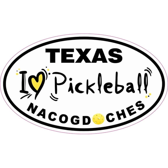 StickerTalk Nacogdoches Texas I Love Pickleball Sticker, 5 inches x 3 inches