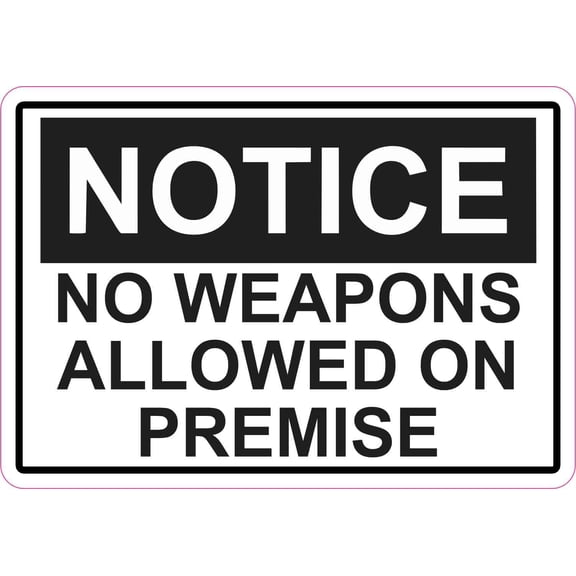 StickerTalk No Weapons Allowed on Premise Vinyl Sticker, 5 inches x 3.5 inches