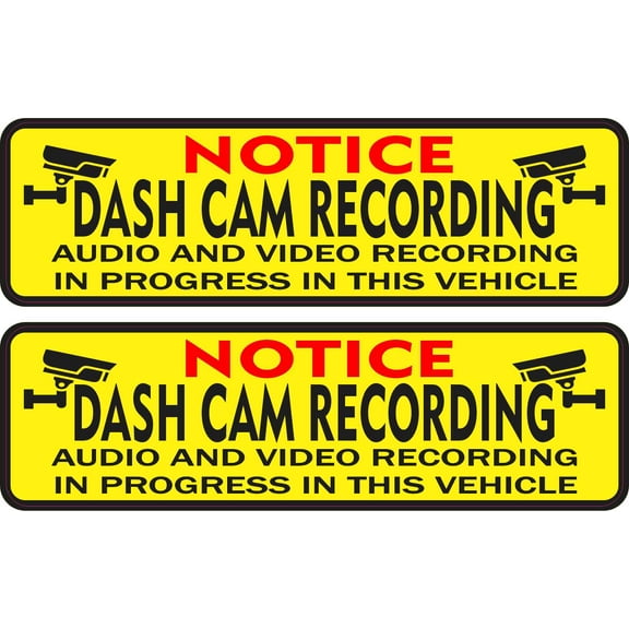 StickerTalk Notice Dash Cam Vinyl Stickers, 1 sheet of 2 stickers, 5 inches x 1.5 inches each