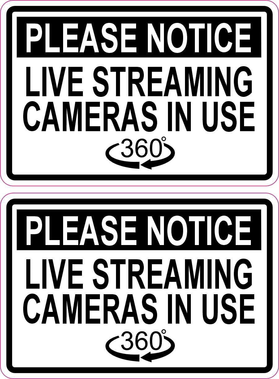 StickerTalk Notice Live Streaming Cameras in Use Stickers, 3 inches x 2 ...