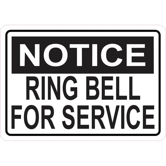 StickerTalk Notice Ring Bell For Service Vinyl Sticker, 5 inches x 3.5 inches