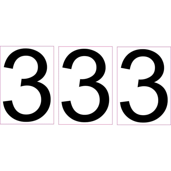 StickerTalk Number 3 Vinyl Stickers, 1 sheet of 3 stickers, 1.7