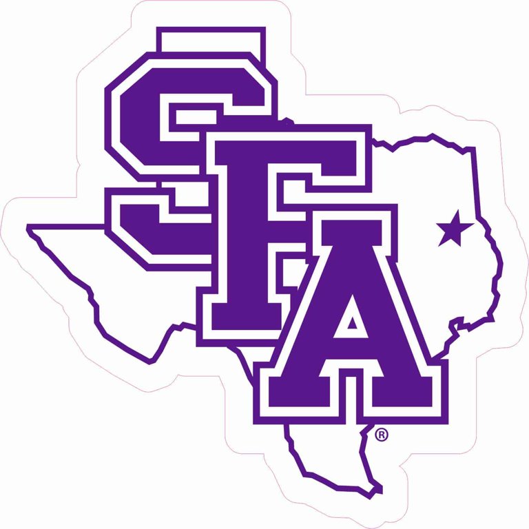 StickerTalk Officially Licensed SFA Mom Sticker - 4.4" X 5", Purple & White, Weather-Resistant Vinyl