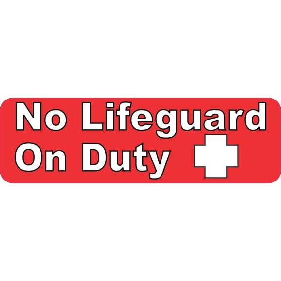 StickerTalk Outlined Text No Lifeguard on Duty Vinyl Sticker, 10 inches x 3 inches