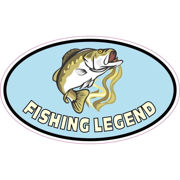 StickerTalk Oval Fishing Legend Vinyl Sticker, 5 inches x 3 inches