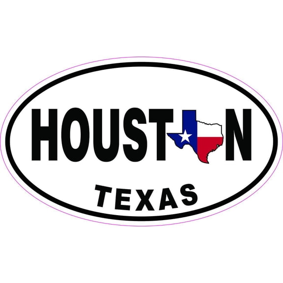 StickerTalk Oval Houston Texas Vinyl Sticker, 5 inches x 3 inches