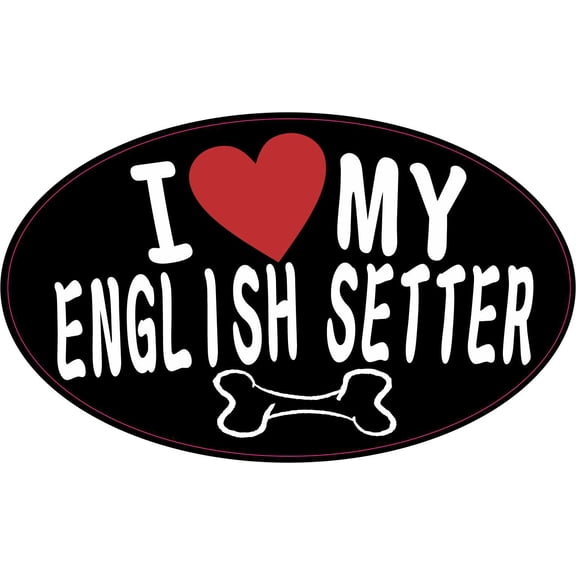 StickerTalk Oval I Love My English Setter Vinyl Sticker, 5 inches x 3 inches