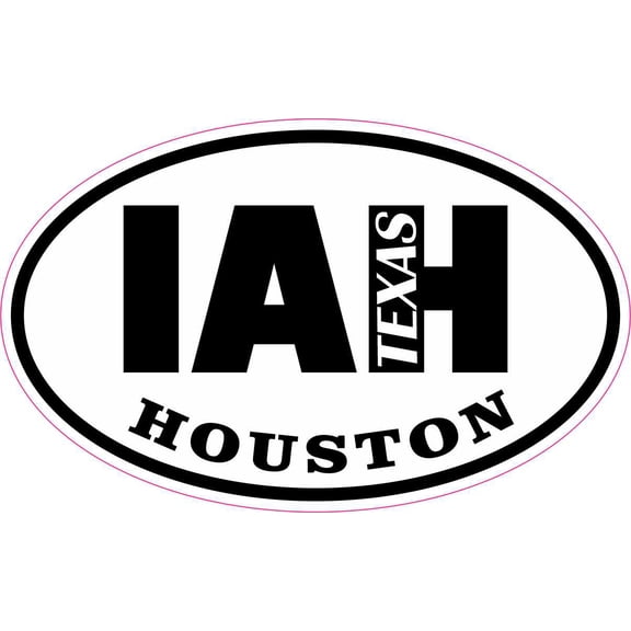 StickerTalk Oval IAH Houston Texas Vinyl Sticker, 4 inches x 2.5 inches