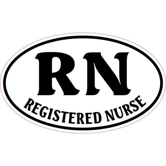 StickerTalk Oval Registered Nurse Vinyl Sticker, 5 inches by 3 inches