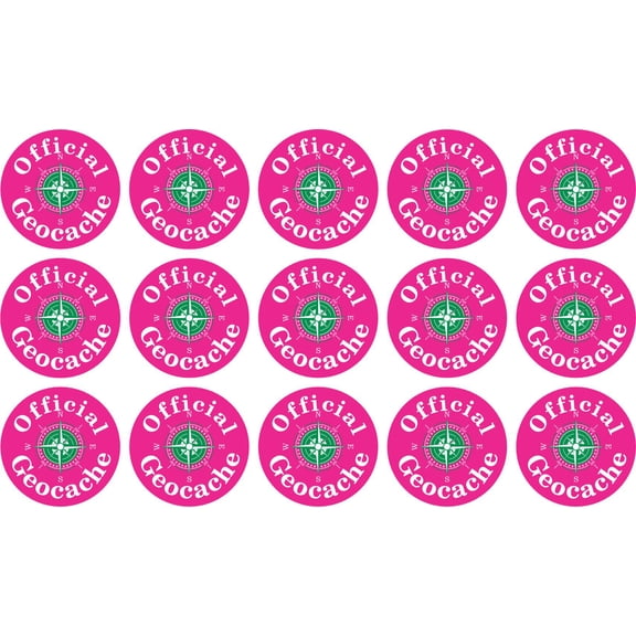 StickerTalk Pink Official Geocache Circle 15 Sticker Sheet, 1 inches x 1 inches
