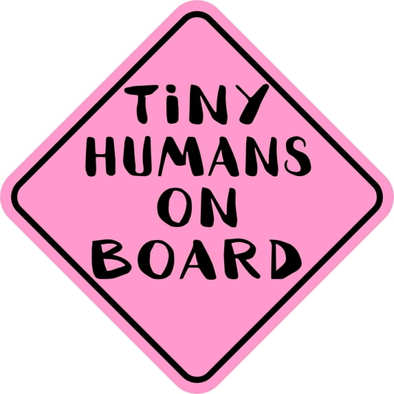 StickerTalk Pink Tiny Humans on Board Vinyl Sticker, 6 inches x