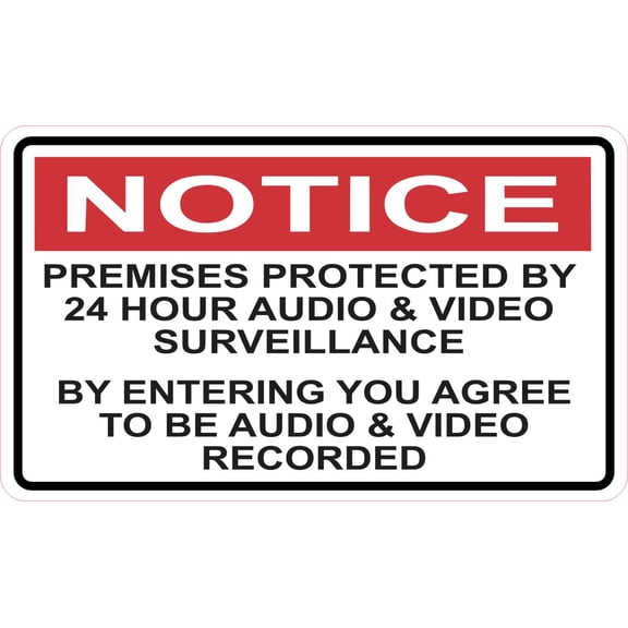 StickerTalk Premises Protected by 24 Hour Surveillance Vinyl Sticker, 5 inches x 3 inches