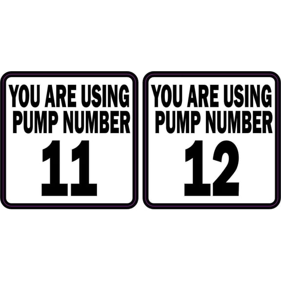 StickerTalk Pump Number 11 and 12 Vinyl Sticker Sheet, 2.5 inches x 2.5 inches