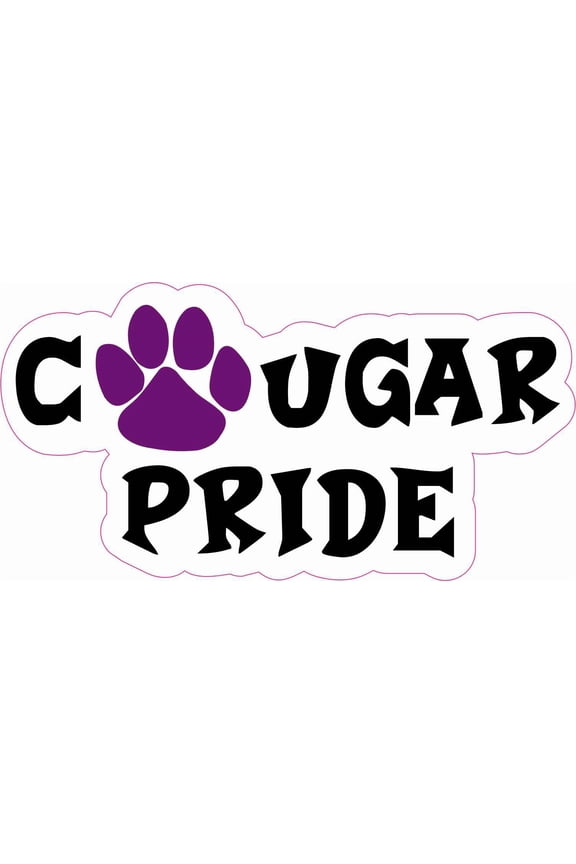 Purple Paw Cougar Pride Vinyl Sticker, 5 inches x 2.5 inches