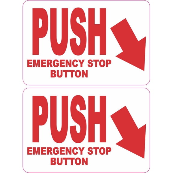 StickerTalk Push Emergency Stop Button Vinyl Stickers, 3 inches by 2 inches
