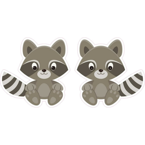 StickerTalk Raccoon Vinyl Stickers, 1 sheet of 2 stickers, 3 inches x 3 inches each