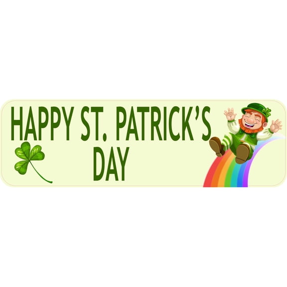 StickerTalk Rainbow Happy St. Patricks Day Magnet, 10 inches x 3 inches