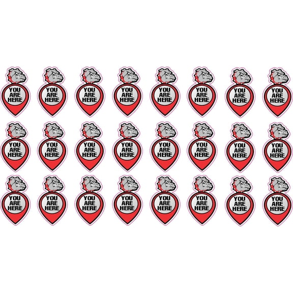 StickerTalk Red Bulldog You Are Here Map Pointer Vinyl Stickers,