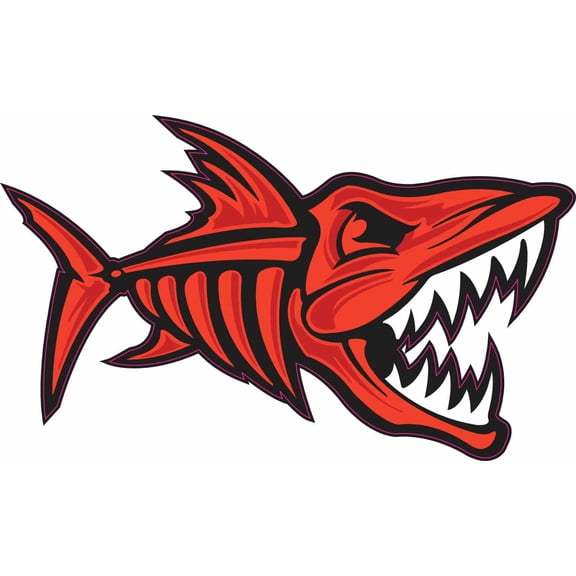 StickerTalk Red Skeleton Fish Vinyl Decal Sticker, 5 inches x 3 inches