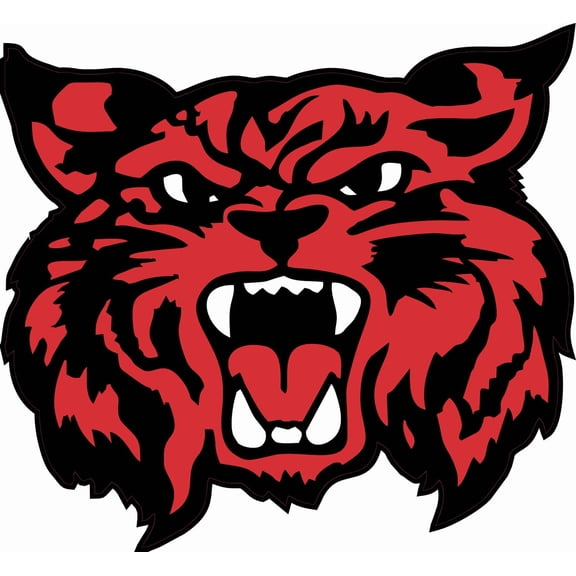 StickerTalk Red and Black Wildcat Mascot Vinyl Sticker, 6 inches x 5.5 inches