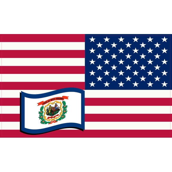 10X6 Retreating United States Of America and West Virginia Flag Sticker