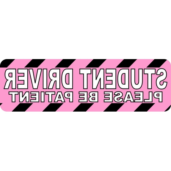 StickerTalk Reverse Please Be Patient Student Driver Vinyl Sticker, 10 inches x 3 inches