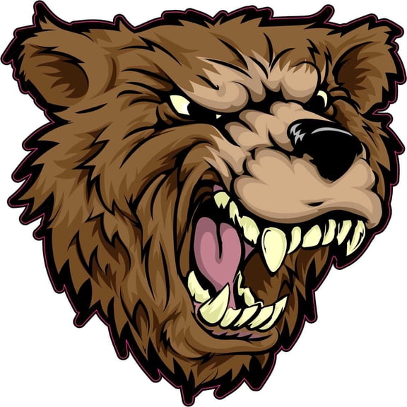 StickerTalk Right Facing Bear Mascot Head Sticker, 4 inches x 4 inches