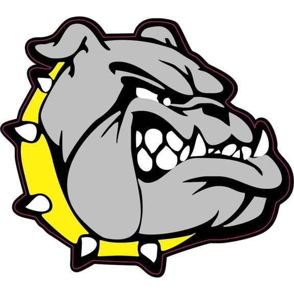 StickerTalk Right Facing Yellow Collared Bulldog Sticker, 3.5 inches x 3 inches