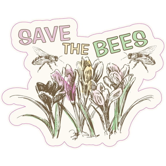 StickerTalk Save the Bees Vinyl Sticker, 5 inches x 4 inches