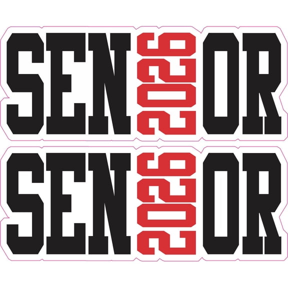 StickerTalk Senior 2026 Red Vinyl Sticker Sheet, 5 inches x 2 inches